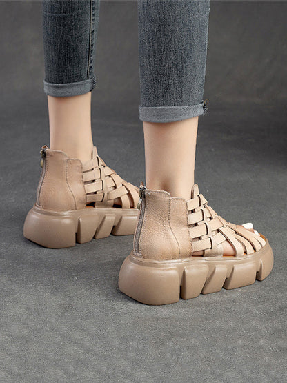 Summer Leather Weave Platform Sandals As1016