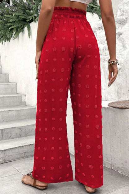 High Waist Jacquard Wide Leg Pants Trousers