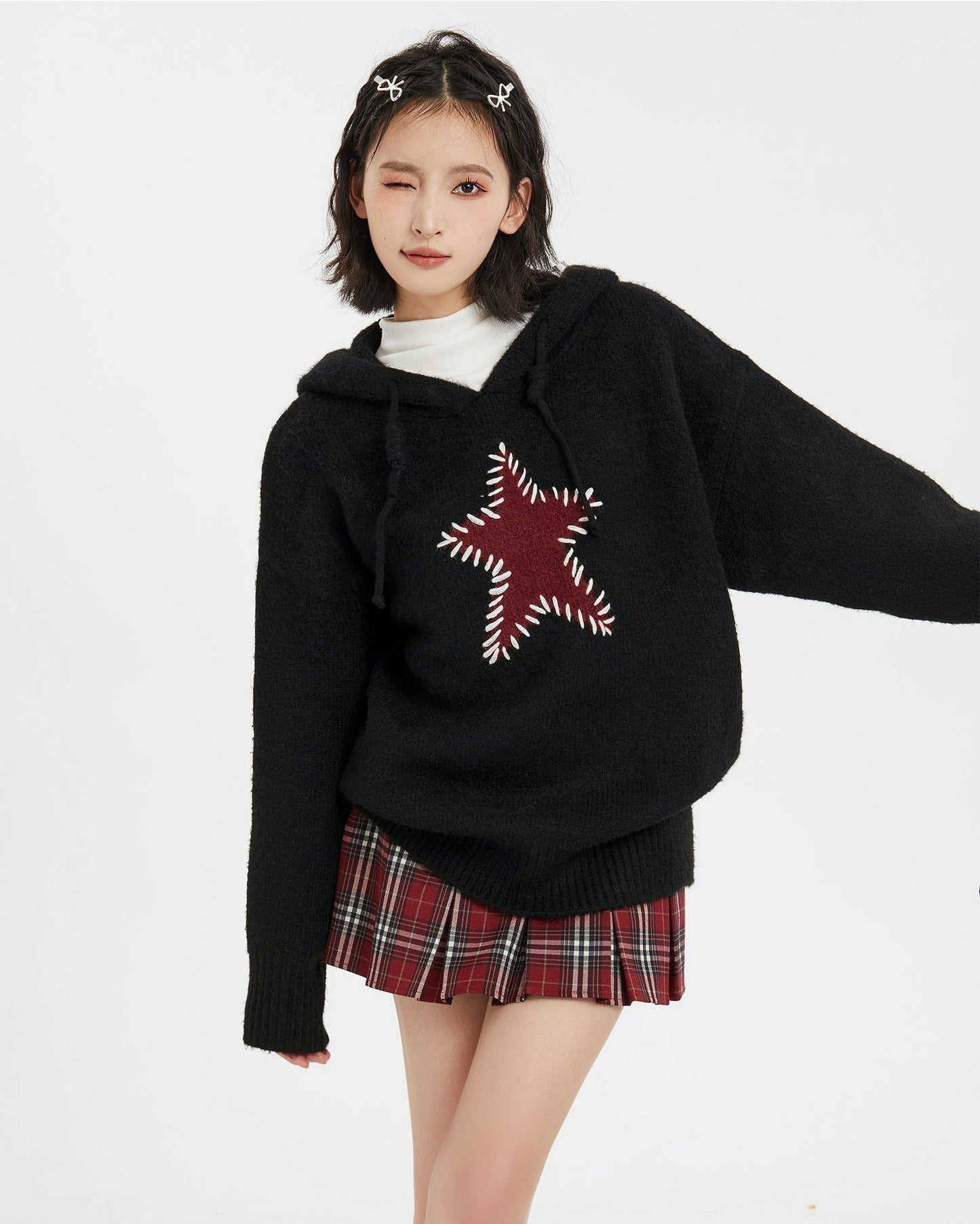 Oversized Star Patch Knit Sweater