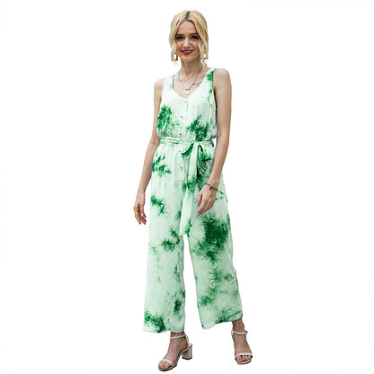 Summer Tie Dye Jumpsuit Waist Tight Jumpsuit