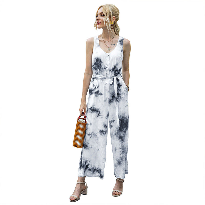 Summer Tie Dye Jumpsuit Waist Tight Jumpsuit
