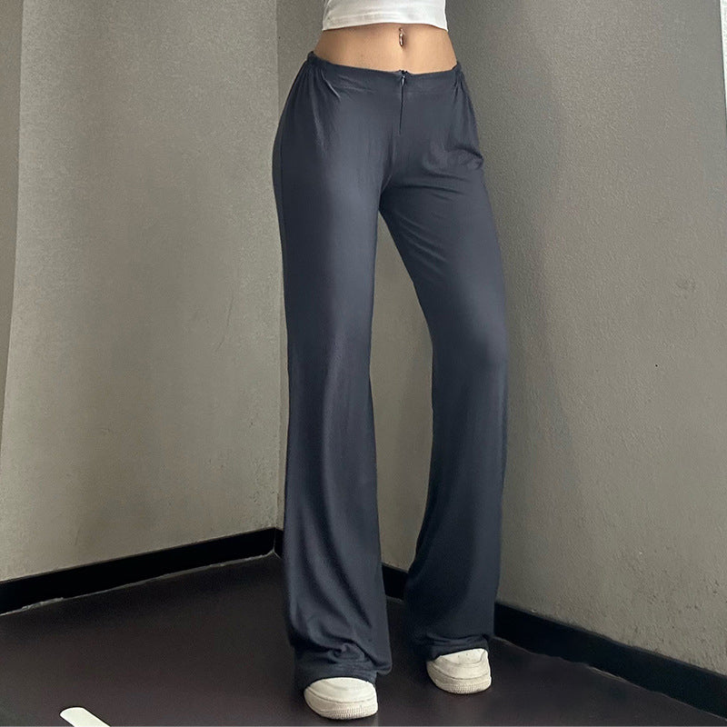 Low Waist Zipper Fitness Pants Draped Wide Leg Pants Home Sports Drag Pants