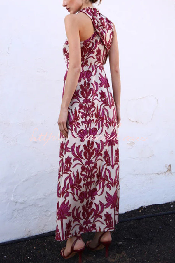 Unique Printed One Shoulder Maxi Dress