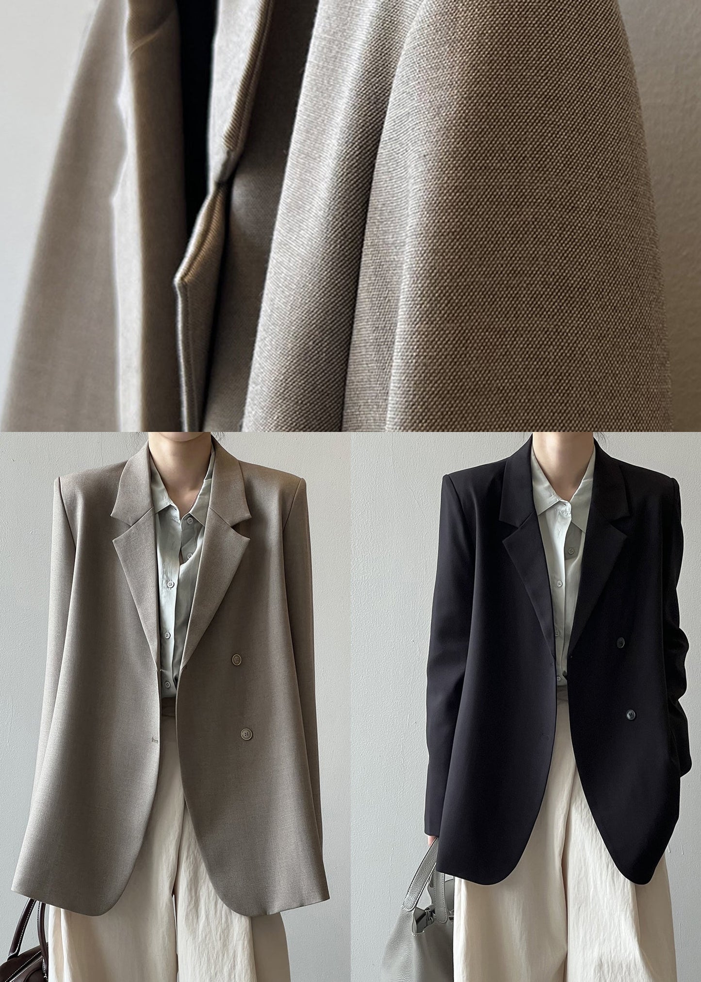Black Pockets Boutique Suit Coats Notched Fall Wd013