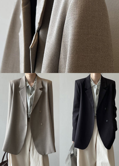 Italian Grey Coffee Notched Pockets Suit Coat Autumn Wd012