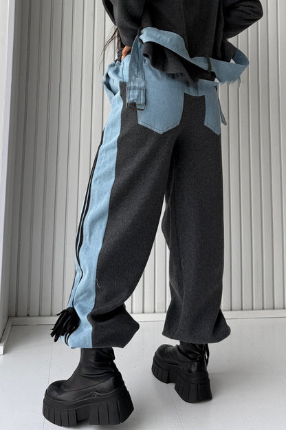 Workwear Stripe Panel Straight Leg Pants