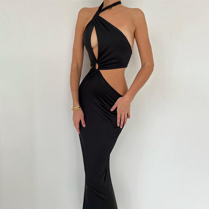 Halter Backless Holiday Maxi Dress