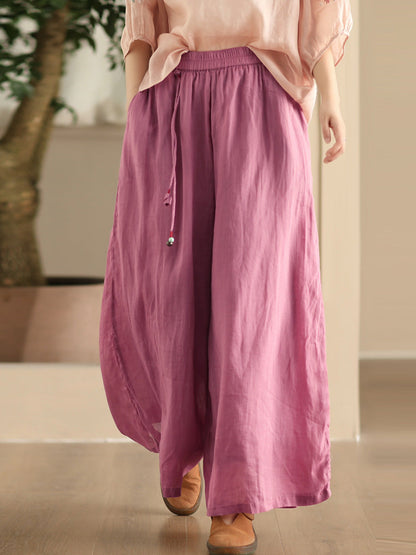 Summer Dual-layer Wide-leg Ramie Pants Fd049