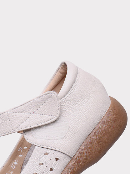 Summer Artsy Leather Cutout Flat Shoes Fg1024