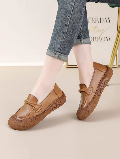 Summer Soft Leather Flat Shoes At1056
