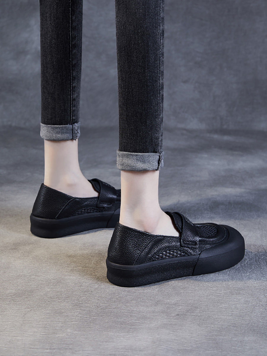 Summer Leather Cutout Flat Shoes Pp1030