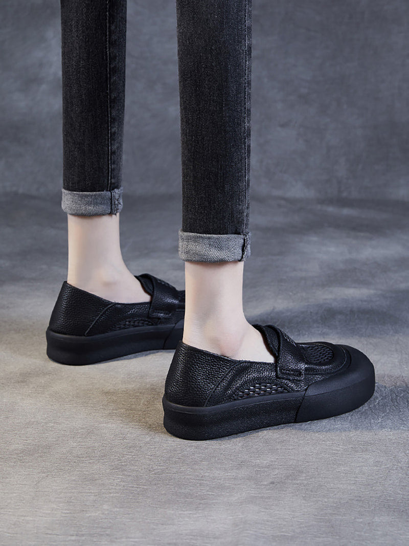 Summer Leather Cutout Flat Shoes Pp1030