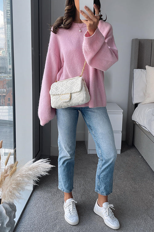 Crewneck Drop Shoulder Comfy Pullover Sweater