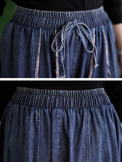 Summer Denim Patch Spliced Harem Pants Fd031