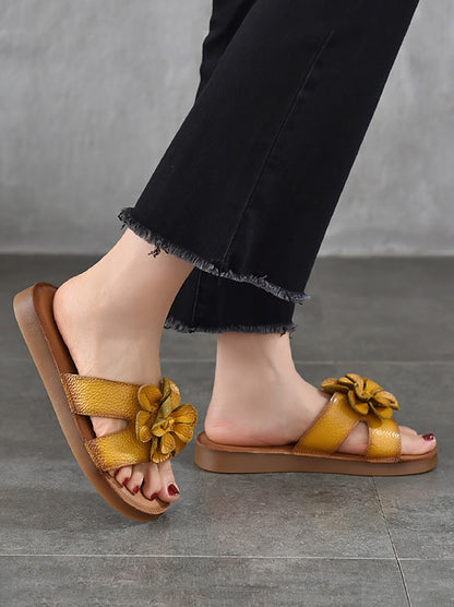 Slippers Genuine Flower Leather