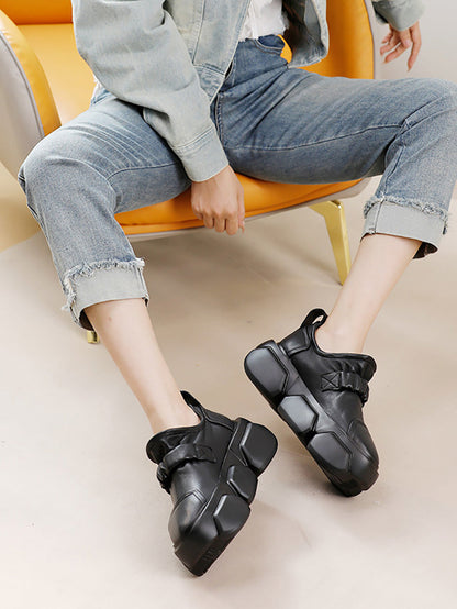 Autumn Stylish Soft Leather Platform Shoes Ah1001