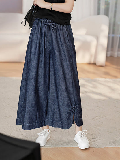 Summer Buckle Wide-leg Denim Pants Cx031