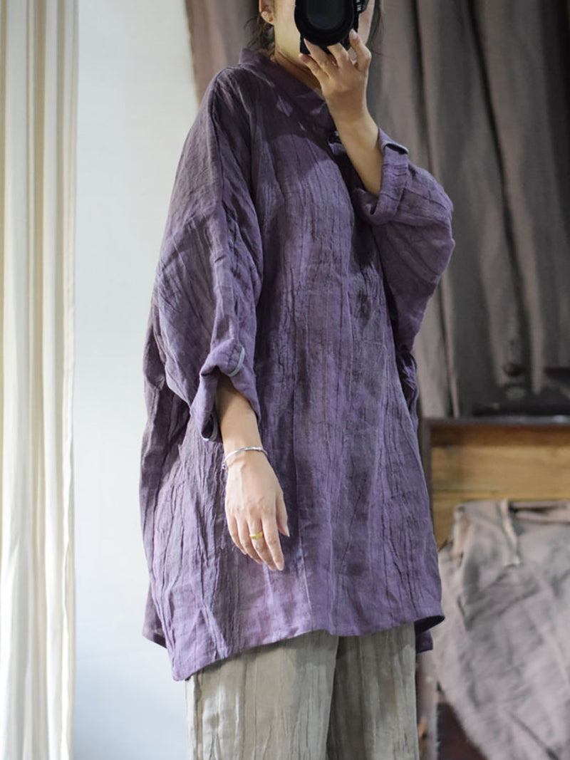 Linen Loose Long Blouse Kl1033