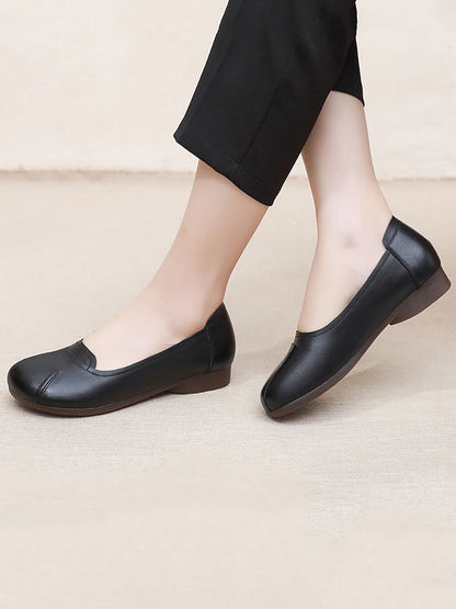 Summer Commute Leather Spliced Low Heel Shoes As1006
