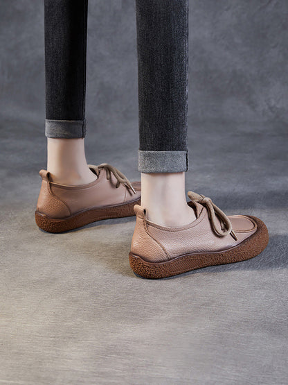 Autumn Soft Leather Strap Flat Shoes Ai1026