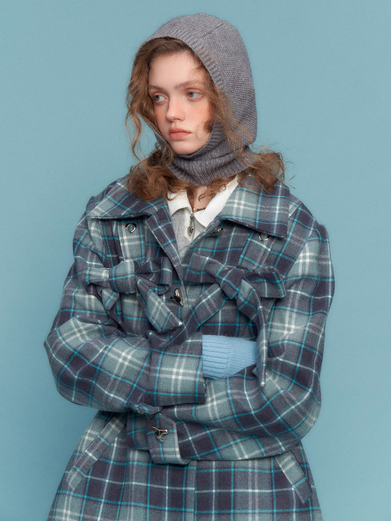 Plaid Toggle Duffle Coat
