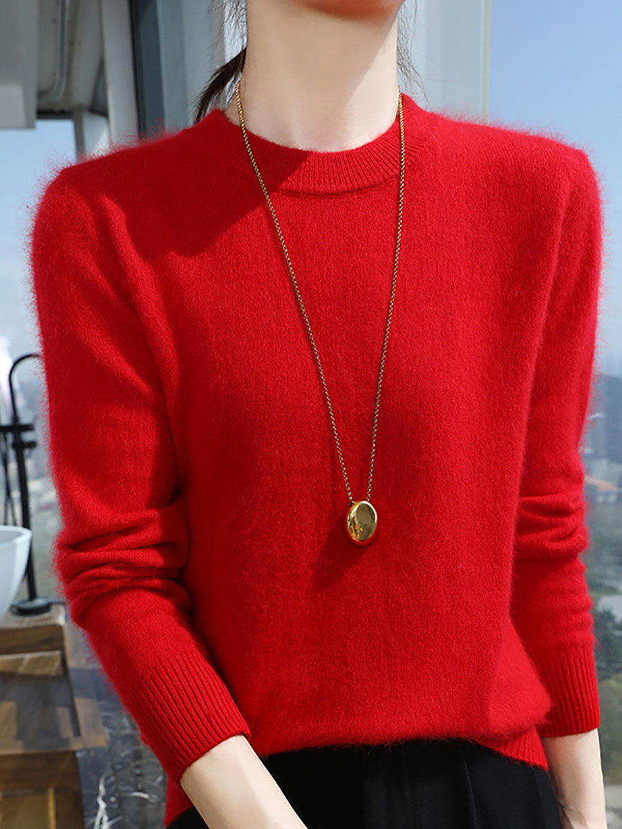 Autumn O-neck Soft 100%wool Sweater Qu030