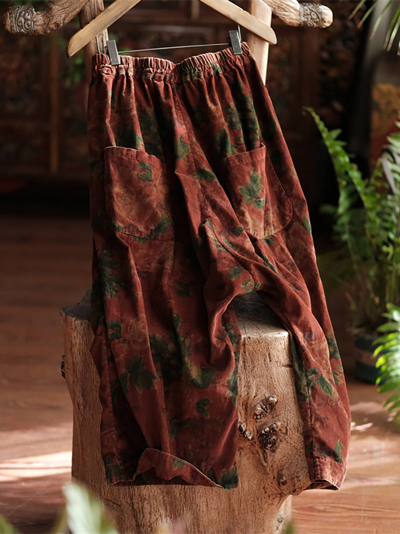 Autumn Retro Flower Cotton Wide-leg Pants As1024