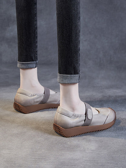 Summer Retro Leather Platform Shoes Sc1025