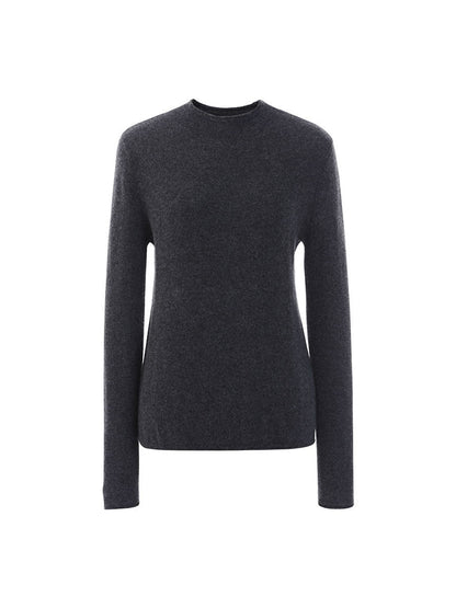 100% Cashmere Round Neck Knit Sweater