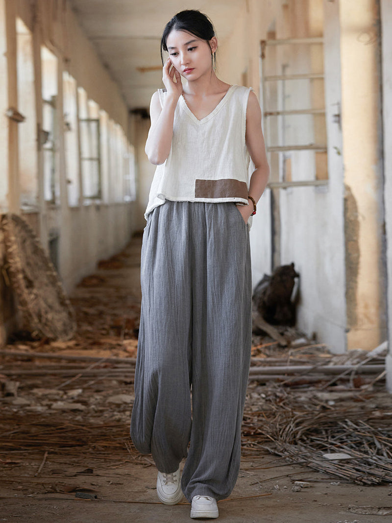 Summer Tie-dye Straight-leg Linen Pants Cv1013