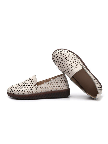 Summer Leather Cutout Flat Soft Shoes Ui1027