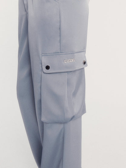 Mist Silky High Waist Cargo Pants