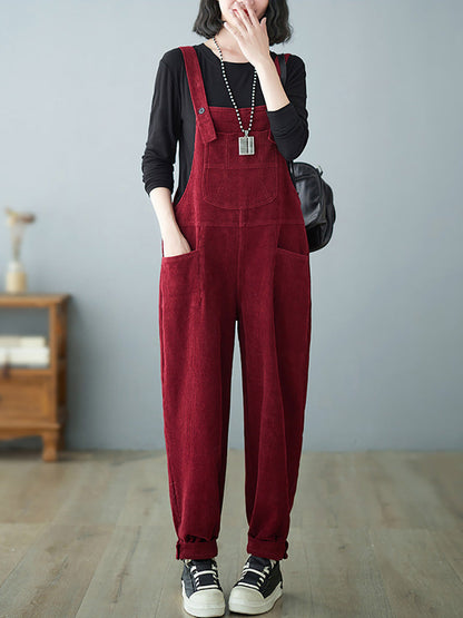 Autumn Corduroy Loose Jumpsuits Ah1009