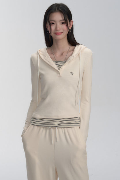 Hooded Long Sleeve Top and Pants Set-up