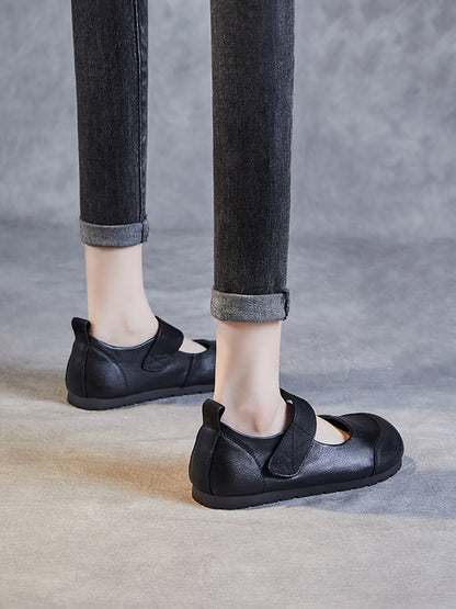 Summer Soft Leather Flat Shoes Qw1020