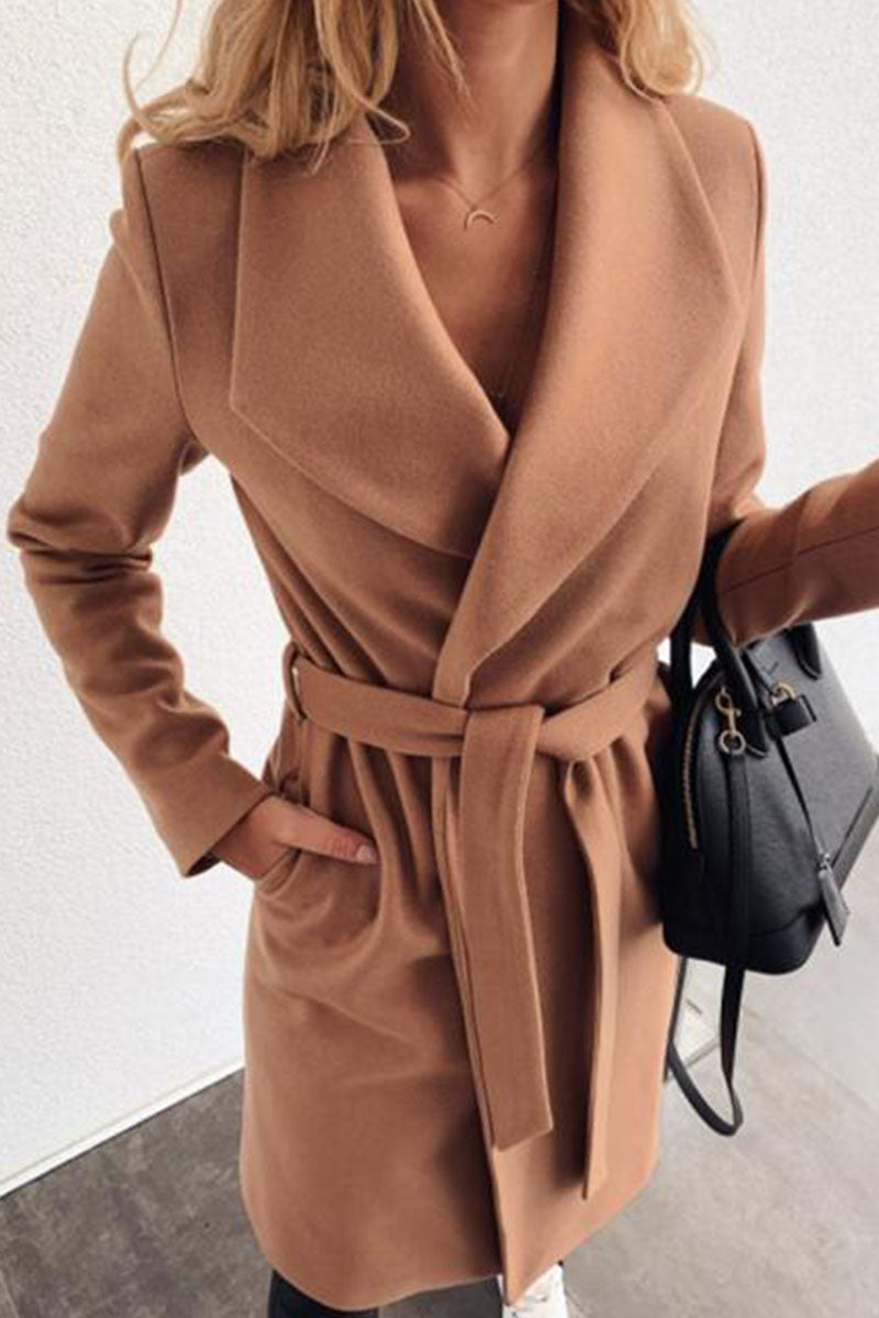 Sweet Cardigan Turndown Collar Outerwear (no Belt)(6 Colors)