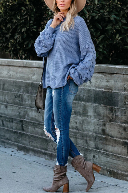 Street Patchwork O Neck Sweaters(3 Colors)