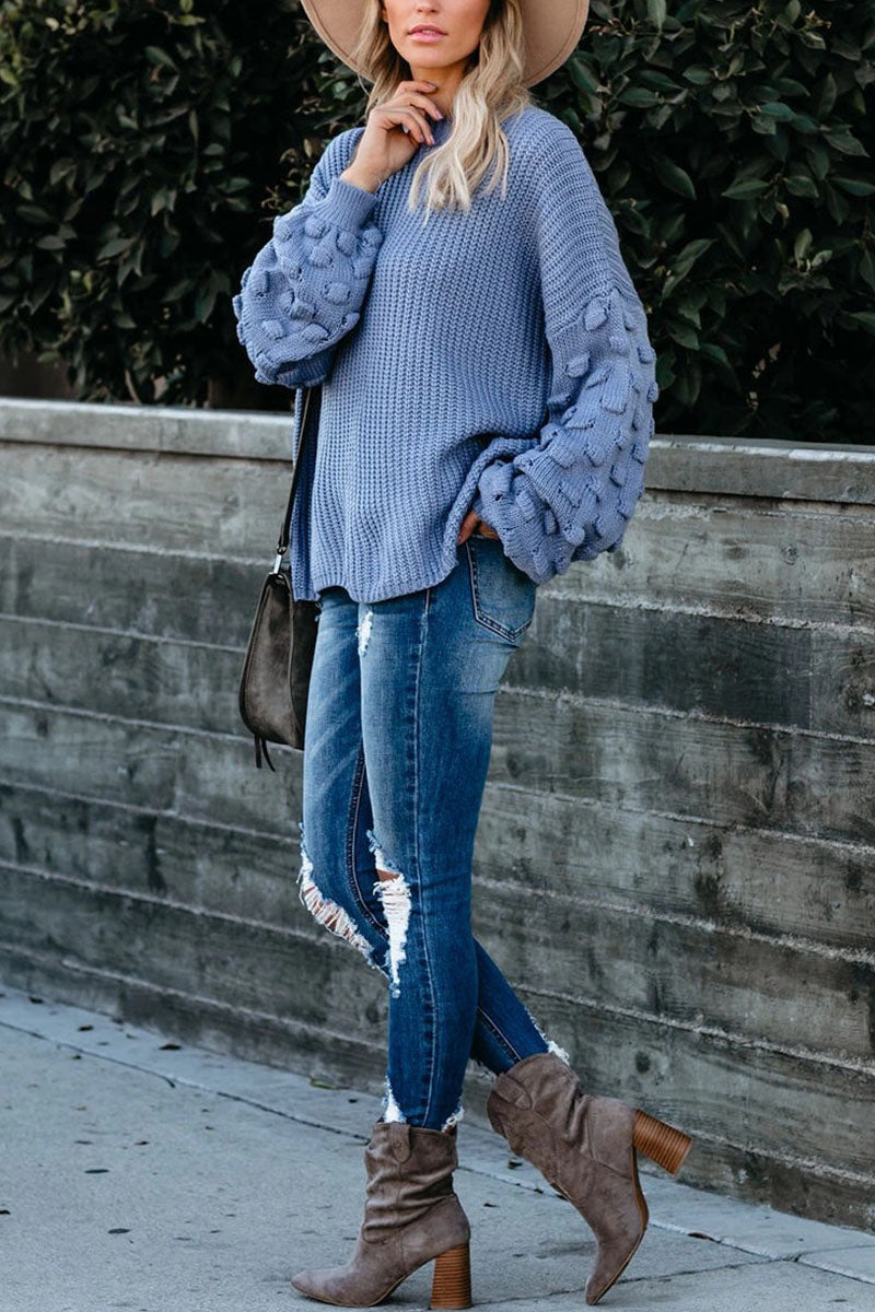 Street Patchwork O Neck Sweaters(3 Colors)