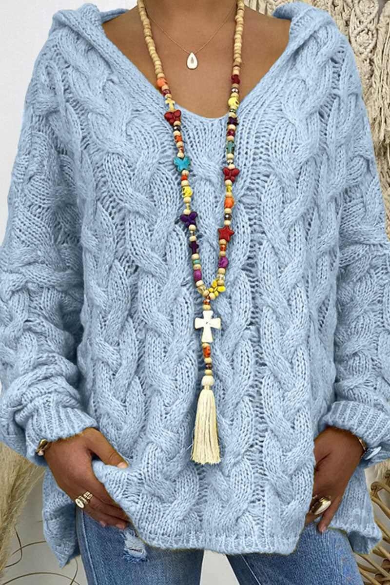 Street Patchwork Hooded Collar Sweaters(16 Colors)