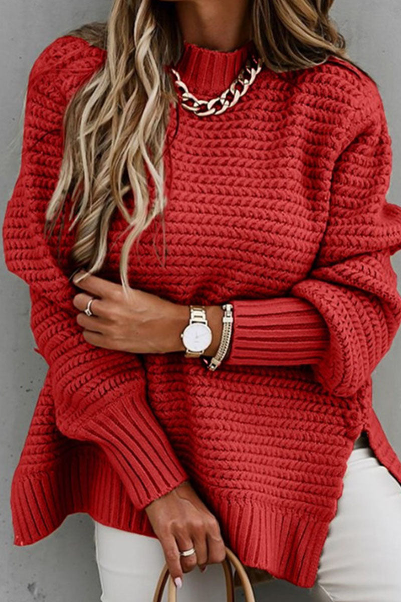 Street Slit O Neck Sweaters(3 Colors)
