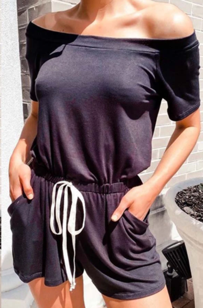 Draw String Bateau Neck Regular Jumpsuits