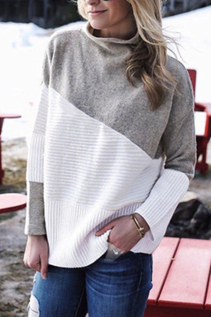 Patchwork Half a Turtleneck Sweaters(4 Colors)