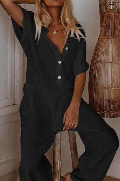 V Neck Loose Jumpsuits(3 Colors)