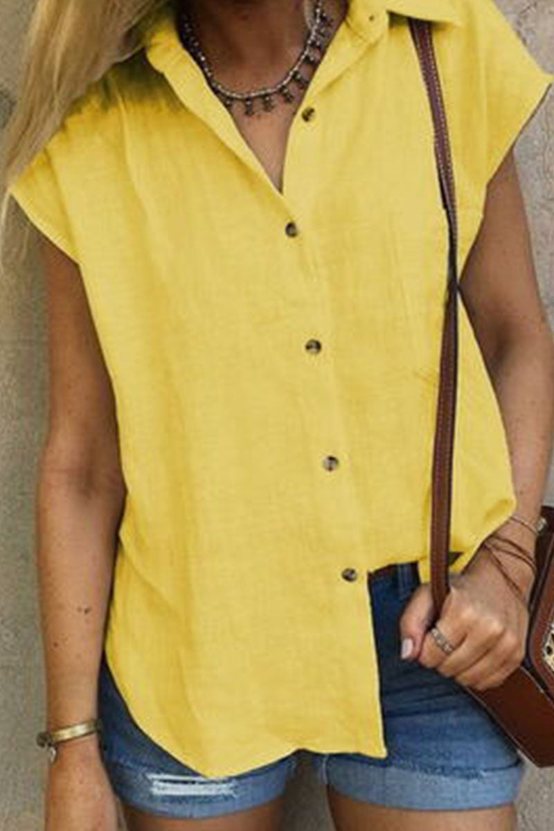 Patchwork Turndown Collar Blouses(4 Colors)