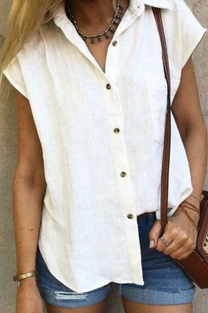 Patchwork Turndown Collar Blouses(4 Colors)