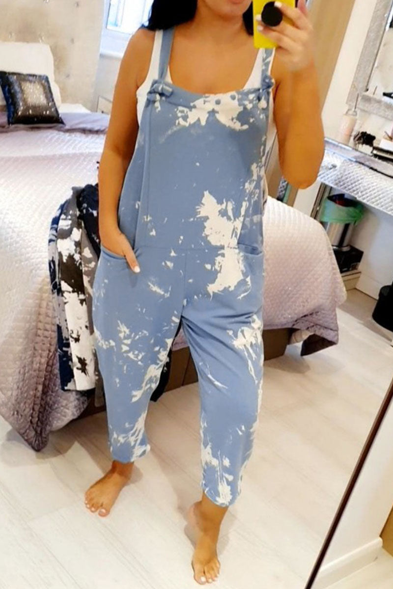 Tie-dye Spaghetti Strap Loose Jumpsuits(4 Colors)
