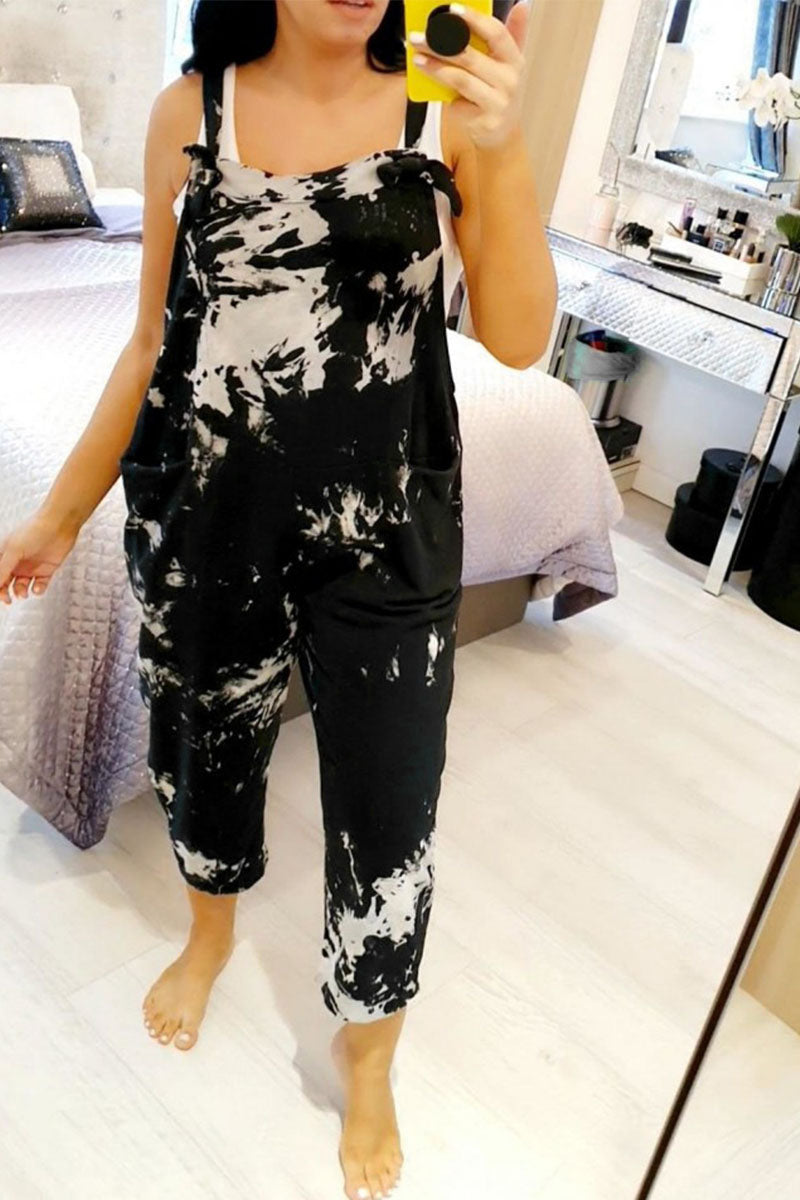 Tie-dye Spaghetti Strap Loose Jumpsuits(4 Colors)