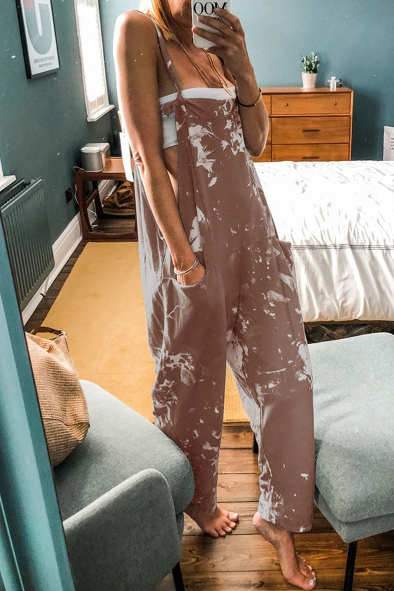Tie-dye Spaghetti Strap Loose Jumpsuits(4 Colors)