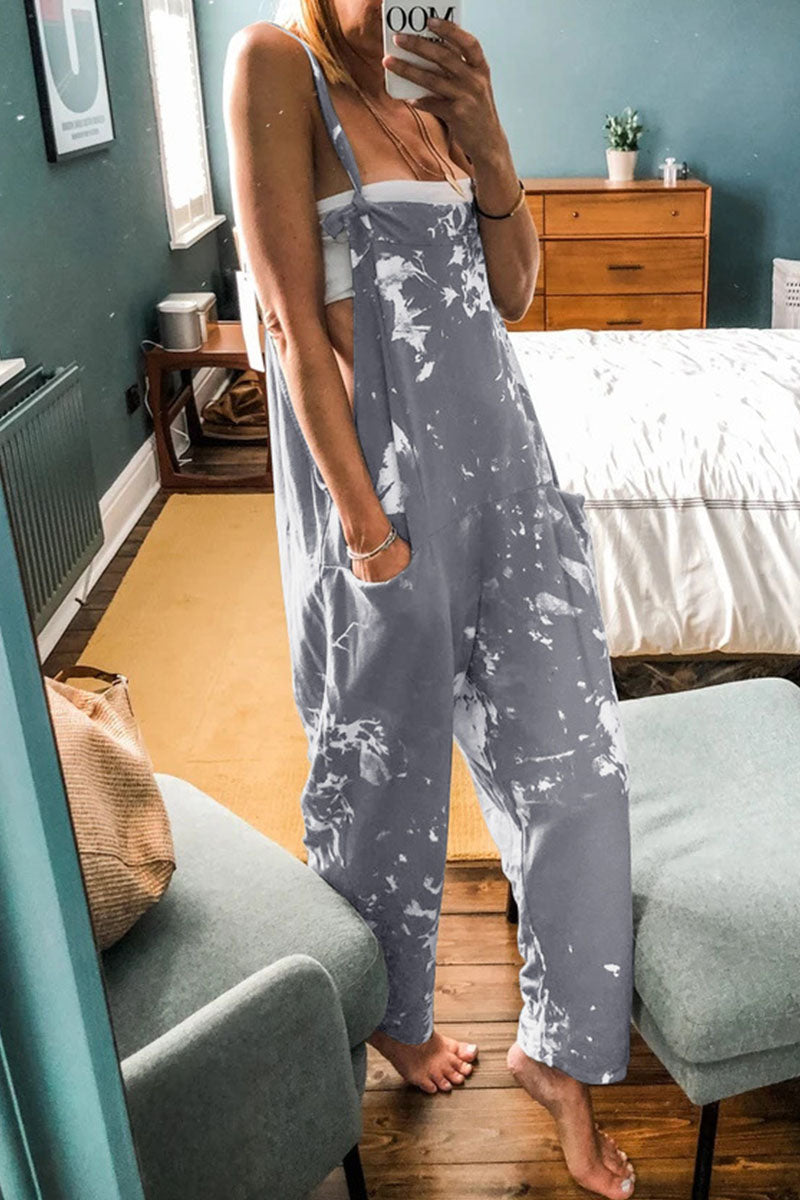 Tie-dye Spaghetti Strap Loose Jumpsuits(4 Colors)