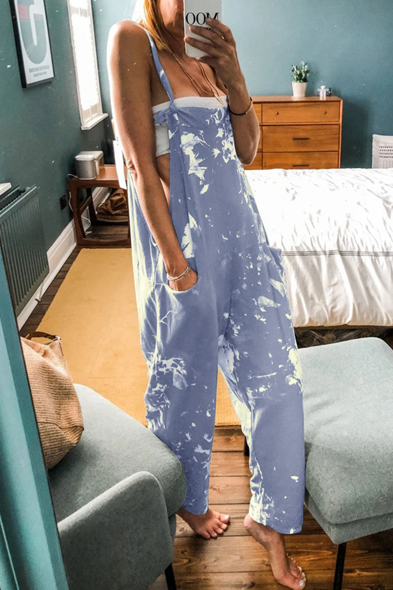 Tie-dye Spaghetti Strap Loose Jumpsuits(4 Colors)